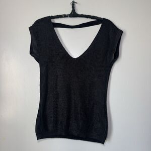 Armani Exchange Women's Deep V Neck Sleeveless Open Back Top | Size M